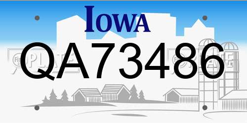 QA73486 Iowa License Plate