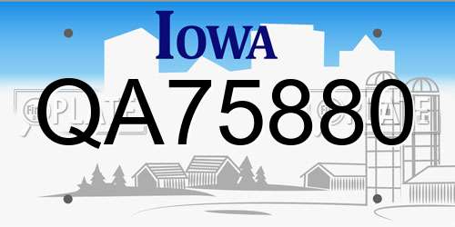 QA75880 Iowa License Plate