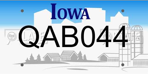 QAB044 Iowa License Plate