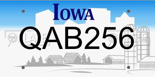 QAB256 Iowa License Plate