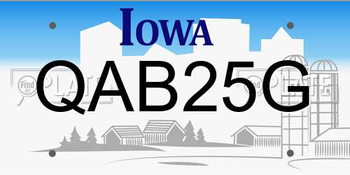 QAB25G Iowa License Plate