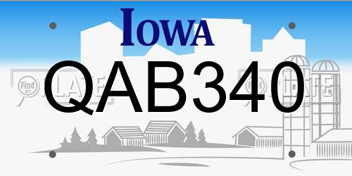QAB340 Iowa License Plate