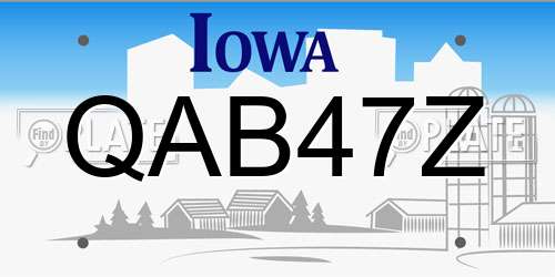 QAB47Z Iowa License Plate