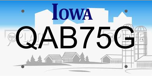 QAB75G Iowa License Plate