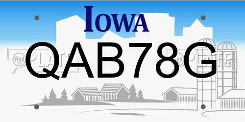 QAB78G Iowa License Plate