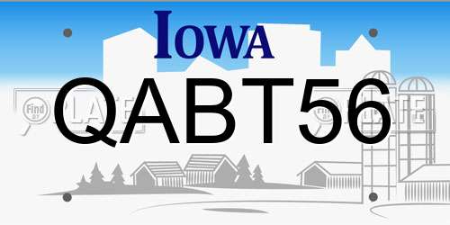 QABT56 Iowa License Plate