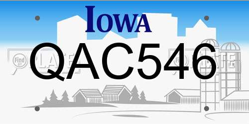 QAC546 Iowa License Plate
