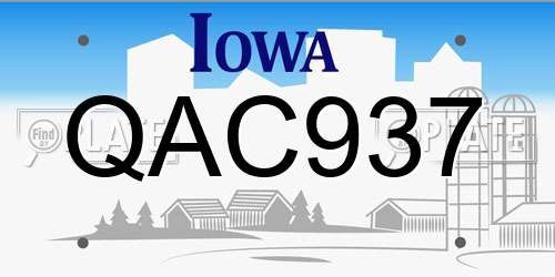 QAC937 Iowa License Plate