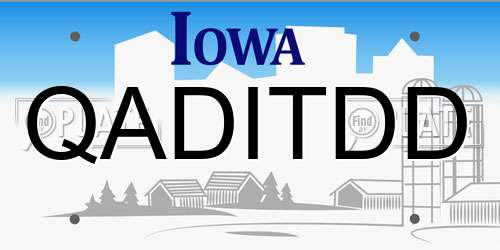 QADITDD Iowa License Plate