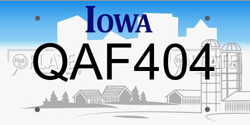 QAF404 Iowa License Plate