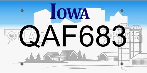 QAF683 Iowa License Plate