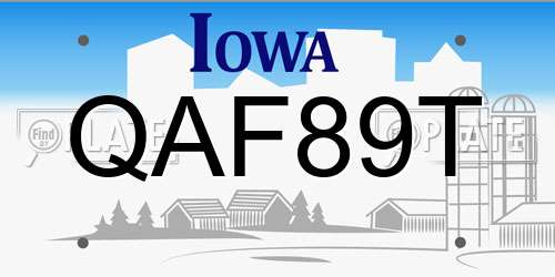 QAF89T Iowa License Plate