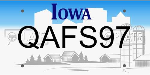 QAFS97 Iowa License Plate