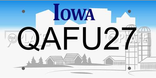 QAFU27 Iowa License Plate