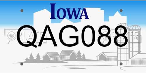 QAG088 Iowa License Plate