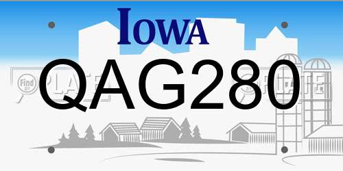 QAG280 Iowa License Plate