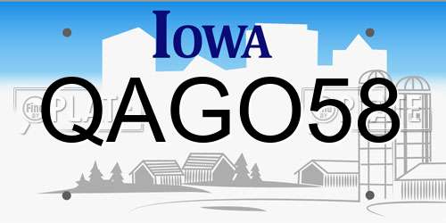 QAGO58 Iowa License Plate