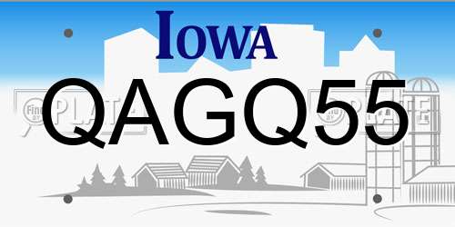 QAGQ55 Iowa License Plate