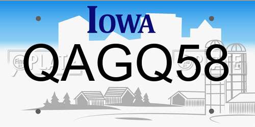 QAGQ58 Iowa License Plate