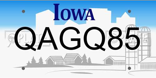 QAGQ85 Iowa License Plate