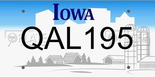 QAL195 Iowa License Plate