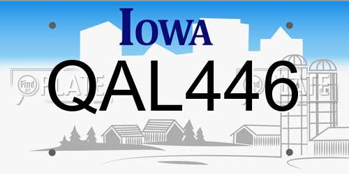 QAL446 Iowa License Plate