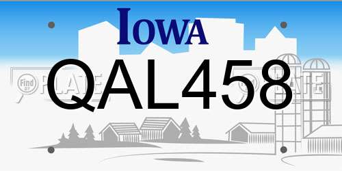 QAL458 Iowa License Plate