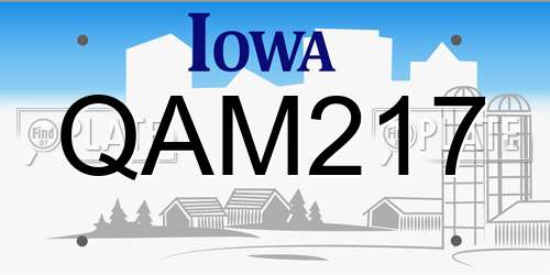 QAM217 Iowa License Plate