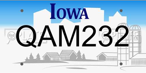 QAM232 Iowa License Plate