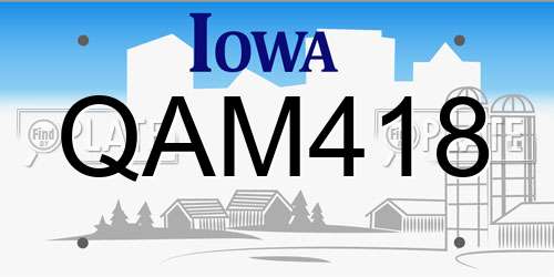 QAM418 Iowa License Plate