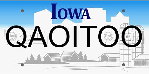 QAOITOO Iowa License Plate