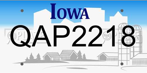 QAP2218 Iowa License Plate