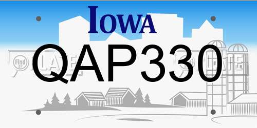 QAP330 Iowa License Plate