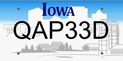 QAP33D Iowa License Plate