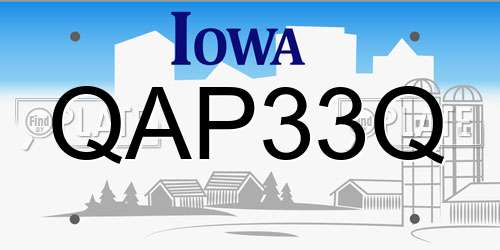 QAP33Q Iowa License Plate