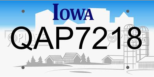 QAP7218 Iowa License Plate