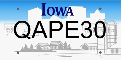 QAPE30 Iowa License Plate