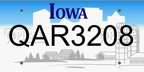 QAR3208 Iowa License Plate