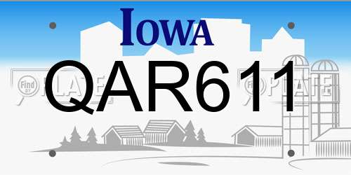 QAR611 Iowa License Plate