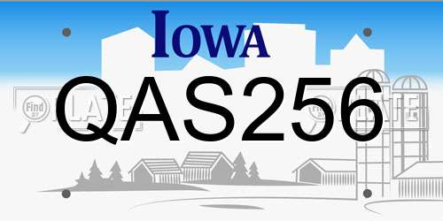 QAS256 Iowa License Plate