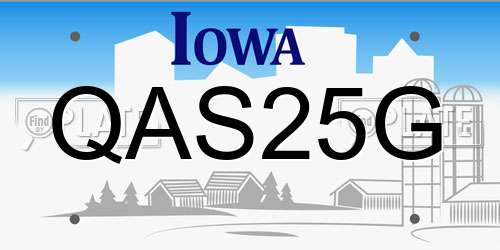 QAS25G Iowa License Plate