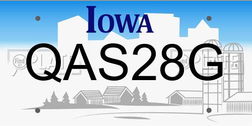 QAS28G Iowa License Plate
