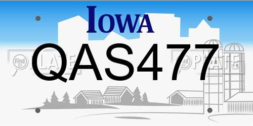 QAS477 Iowa License Plate