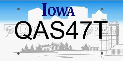 QAS47T Iowa License Plate