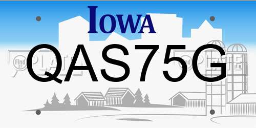 QAS75G Iowa License Plate