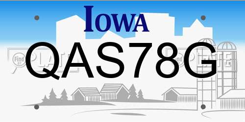 QAS78G Iowa License Plate