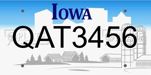 QAT3456 Iowa License Plate