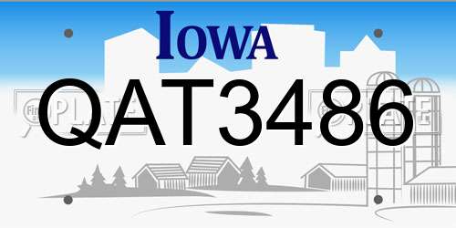 QAT3486 Iowa License Plate
