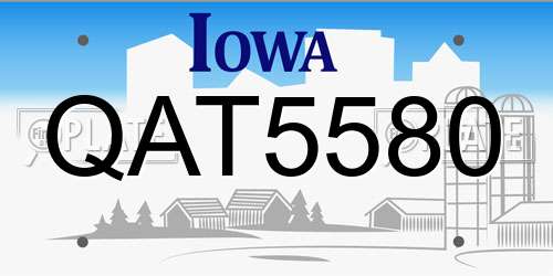 QAT5580 Iowa License Plate