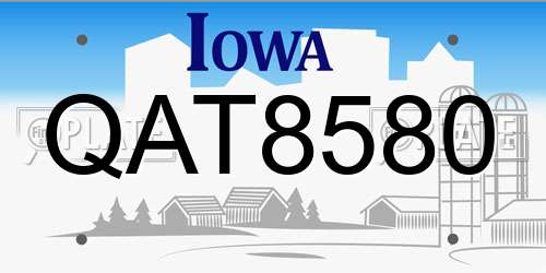 QAT8580 Iowa License Plate